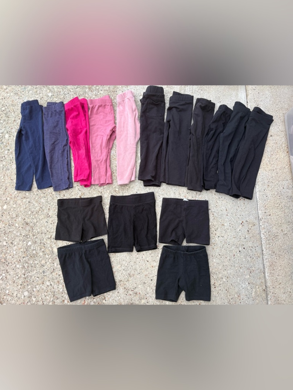 Kids Stretch Leggings & Bike Shorts - blue, Pink and Black